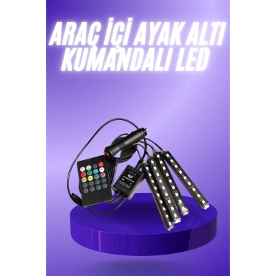 ÇOK SATAN Araç İçi Ayak Altı 12li Şerit Led Işık Uzaktan Kumandalı RGB Işıklı Ses ve Müziğe Duyarlı