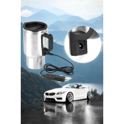 ÇOK SATAN Araç İçi Çelik Su Isıtıcı Termos Bardak Çakmak Girişli Kupa Görünümlü