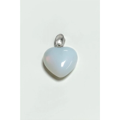 ÇOK SATAN Aytaşı Kalpli Doğaltaş Kolye Ucu Küçük 1,5 cm