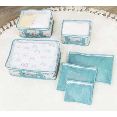 ÇOK SATAN Baby 6lı Desenli Fileli Bavul Valiz İçi Düzenleyici Çok Amaçlı Organizer (yeşil)