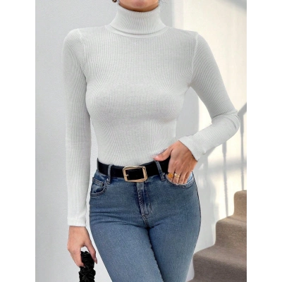 Balıkçı yaka dar kesim kaşkorse kazak beyaz