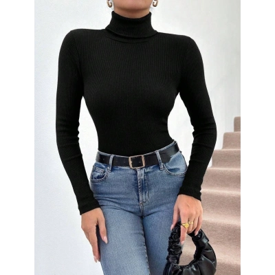 Balıkçı yaka dar kesim kaşkorse kazak siyah w3103