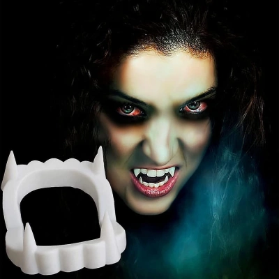 ÇOK SATAN Beyaz Renk Çift Damak Takma Vampir Dişi