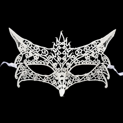 ÇOK SATAN Beyaz Renk Dantel Kesim Dantel İşlemeli Balo Parti Maskesi 7 No