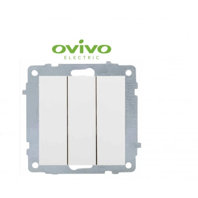 ÇOK SATAN Beyaz Üçlü Anahtar Çerçevesiz Grano - Priz ve Anahtar İçin Uyumlu Çerçeve