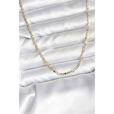 BFS 14K Gold Renk Kaplama Ezme Zincir Model CM Kadın Kolye
