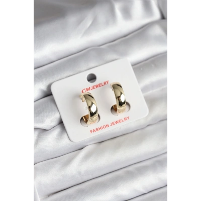 BFS 14K Gold Renk Kaplama Halka CM Kadın Küpe