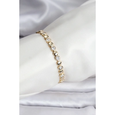 BFS 14K Gold Renk Kaplama Zirkon Taşlı CM Kadın Bileklik