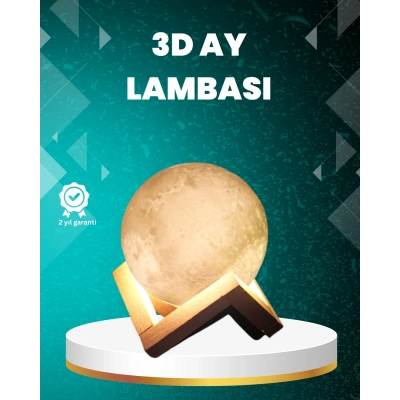 BFS 16 Renkli 3D Ay Gece Lambası RGB Modlu Şarjlı Uzaktan Kumandalı