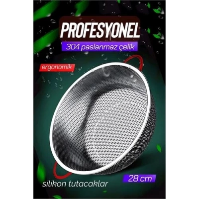 BFS  28 CM Kevgir Yuvarlak Süzgeç Profesyonel 304 Paslanmaz Çelik