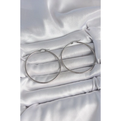 BFS 316 Çelik Gümüş Renk 53 mm Halka Model Kadın Küpe