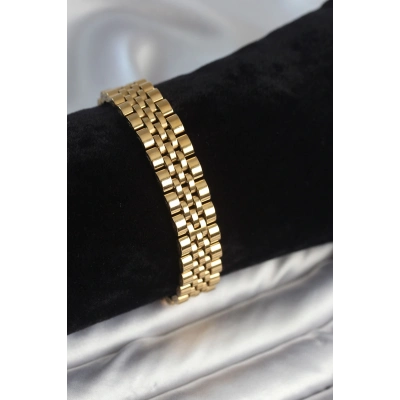 BFS 316L Çelik 12 mm Kalınlıkta Gold Renkli Erkek Bileklik