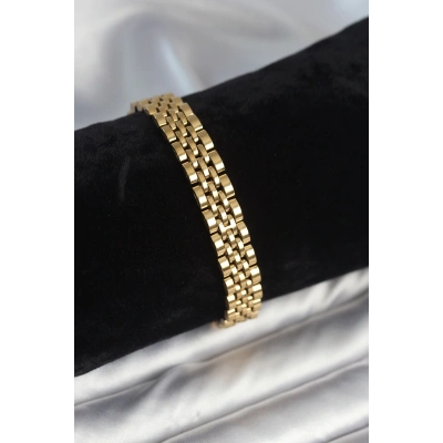 BFS 316L Çelik 9 mm Kalınlıkta Gold Renkli Erkek Bileklik