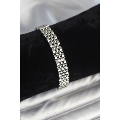 BFS 316L Çelik 9 mm Kalınlıkta Gümüş Renkli Erkek Bileklik