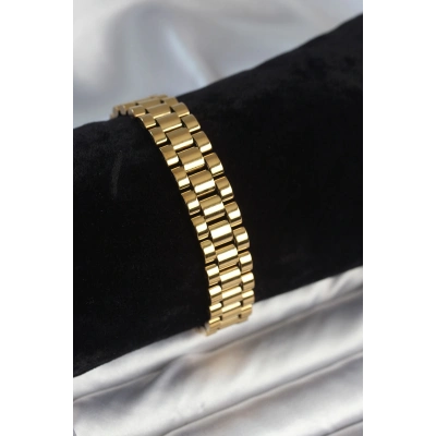 BFS 316L Çelik Gold Renk 12 mm Kalınlık Erkek Bileklik