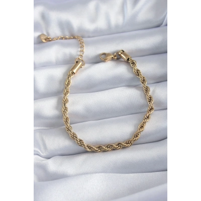 BFS 316L Çelik Gold Renk Burgu Model Kadın Bileklik