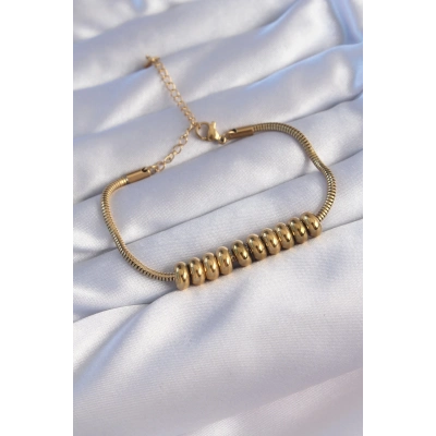 BFS 316L Çelik Gold Renk Oval Figürlü Bileklik