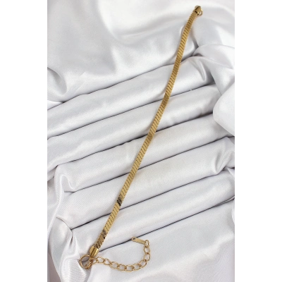 BFS 316L Çelik Gold Renk Yassı Zincir Model Kadın Bileklik