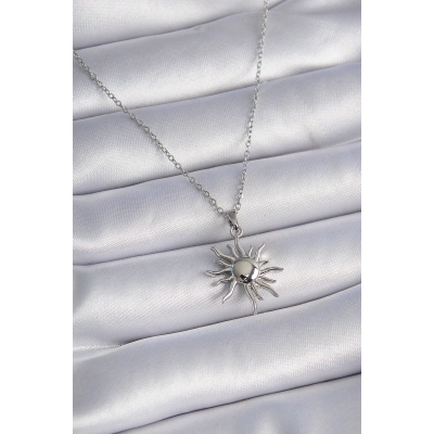 BFS 316L Çelik Gold Renk Zincir Güneş Figür Kadın Kolye