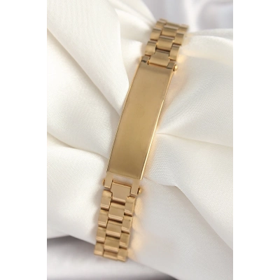 BFS 316L Çelik Gold Renk Zincir Künye Model Erkek Bileklik