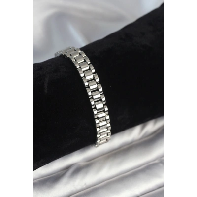 BFS 316L Çelik Gümüş Renk 9 mm Kalınlık Erkek Bileklik