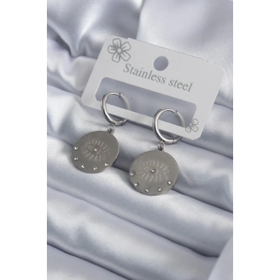 BFS 316L Çelik Gümüş Renk Göz İşleme Zirkon Taş Detay Kadın Küpe