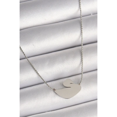 BFS 316L Çelik Gümüş Renk Zincir Kuğu Model Kadın Kolye