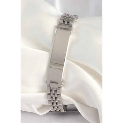 BFS 316L Çelik Gümüş Renk Zincir Künye Model Erkek Bileklik