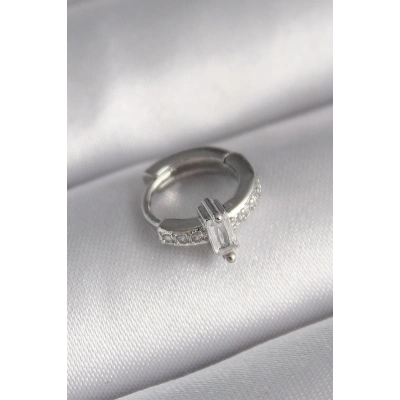 BFS 316L Çelik Gümüş Renk Zirkon Taşlı Tragus Piercing