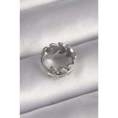 BFS 316L Çelik Gümüş Renk Zirkon Taşlı Yaprak Model Tragus Piercing