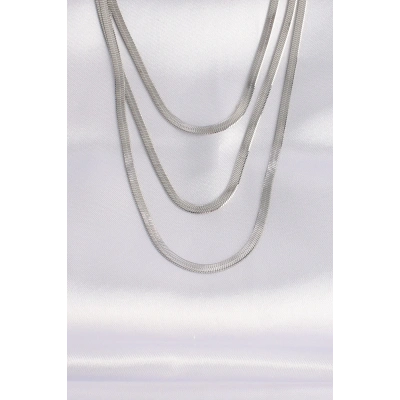 BFS 316L Çelik İtalyan Zincir Gümüş Renk Çoklu Kolye