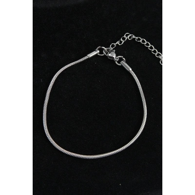 BFS 316L Çelik Oval İtalyan Model Gümüş Renk Erkek Bileklik