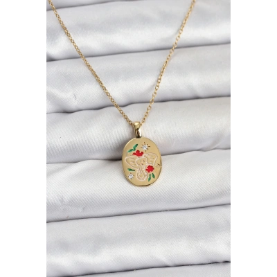 BFS 316L Çelik Zincir Gold Renk Fil Figürlü Kadın Kolye