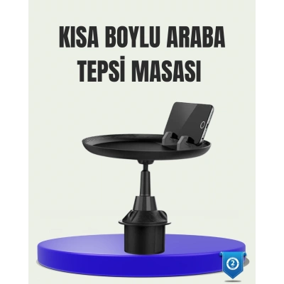 BFS 360° Döner Araç Bardaklık Tepsisi Geniş Yemek Alanlı Telefon Standlı