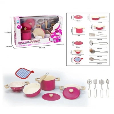 BFS   3815-6A Emaye Tencere 11 Parça Pembe -Vardem Oyuncak