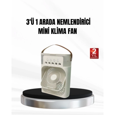 BFS 3’ü 1 Arada Mini Klima Fan USB Şarjlı, 7 Renk Gece Lambalı ve Nemlendirici