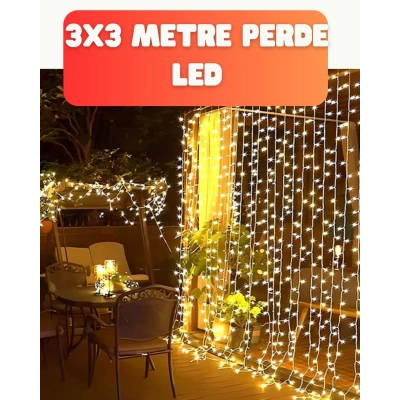BFS 3x3 Metre Şelale LED Perde Işık İç Dış Mekân Dekorasyonu
