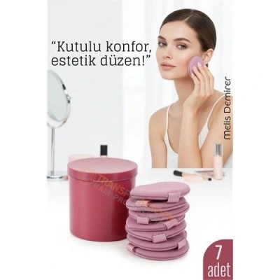 BFS 7’li Makyaj Pamuğu Seti – Yumuşak Dokulu, Kaplı Saklama Kutulu, Pudra ve Fondöten İçin