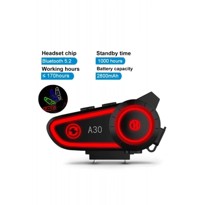BFS A30 Motosiklet Kask Kulaklık Intercom Işıklı 2 Eşleşme Özellikli