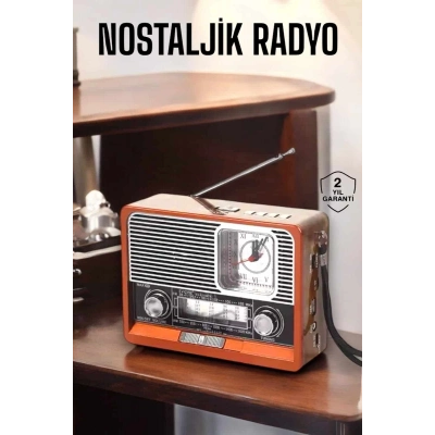 BFS Ahşap Görünümlü Retro Bluetooth Radyo USB,AUX Ve SD Kart Girişli