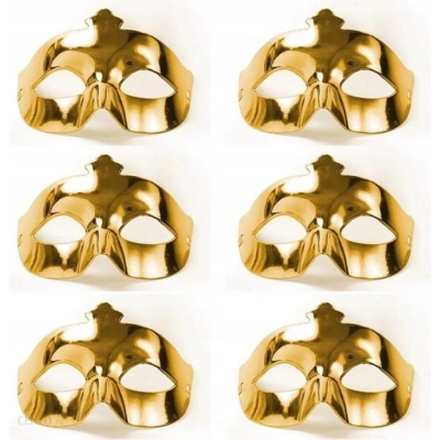 BFS   Altın Metalize Renk Düz Balo Parti Maskesi 6 Adet