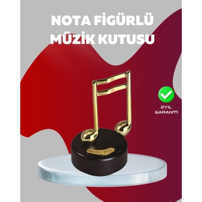 BFS Altın Nota Figürlü Dönen Müzik Kutusu Dekoratif Music Box