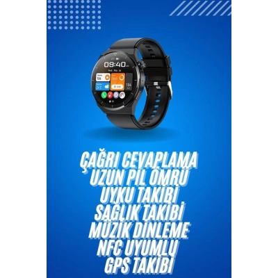 BFS Amoled Ekran Metal Deri Silikon Kordonlu Uyku ve Sağlık Takibi