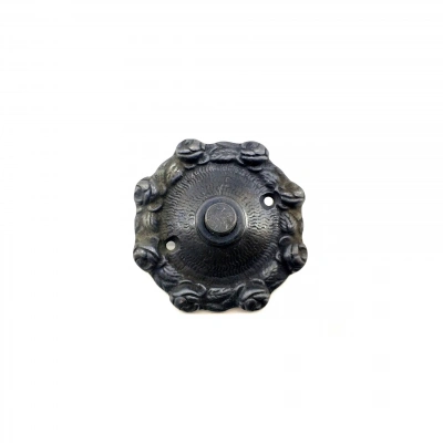 BFS Antika Tarz Dekoratif Pirinç Güllü Kapı Zili - 75mm, Oksit