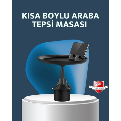 BFS Araç İçi 360° Ayarlanabilir Bardaklık Tepsisi Geniş Yüzeyli ve Telefon Standlı