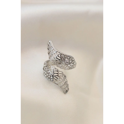 BFS Ayarlamalı Silver Renk Metal Zirkon Taşlı Kanat Yüzük