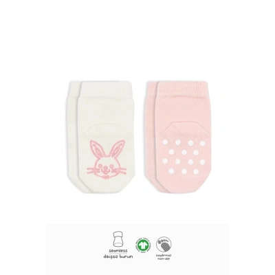 BFS    Bistyle Hayvan Figürlü Kaymaz Soket Çorap 2Li BS10104 Pembe Ekru