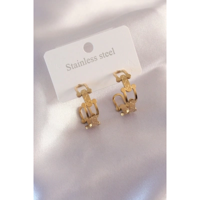 BFS Çelik Gold Renk Tifanny Zincir Model Kadın Küpe