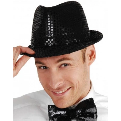 BFS   Disko Star Siyah Payetli Fötr Şapka Yetişkin Boy