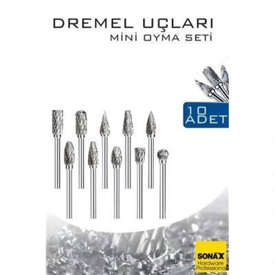 BFS Dremel Uyumlu Mini Oyma Gravür Uç Seti – 10lu Tungsten Karbür, Ahşap/Metal/Plastik için